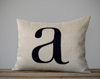 Personalized Initial Pillow | 14x18 | Modern Home Decor by JillianReneDecor | Typography Pillow | Lower Case Letter | Navy | Monogramed Gift