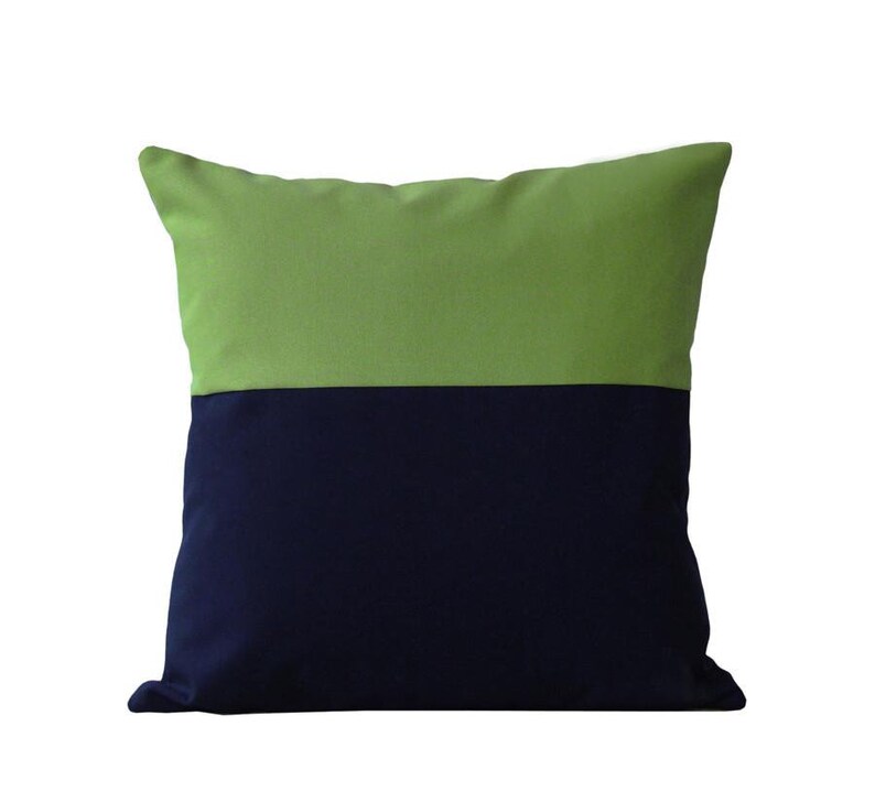 OUTDOOR Colorblock Pillow Cover Cobalt and Navy by JillianReneDecor Modern Home Decor Two Tone Summer Patio Decor Dazzling Blue Cilantro