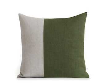 Olive Green Two Tone Pillow Cover (18x18)