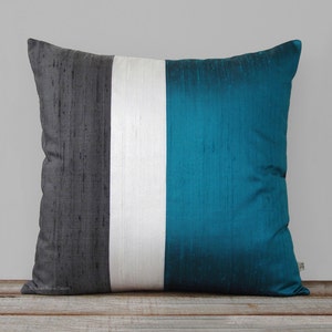 Silk Color Block Pillow 12x20 Teal Teal pillow cover | Etsy