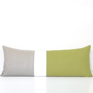 Linden Green Pillows, Colorblock Pillow Cover, Lumbar Pillow, Bedding, Decorative Pillows by JillianReneDecor, Extra Long, Bolster, 14x35 image 1