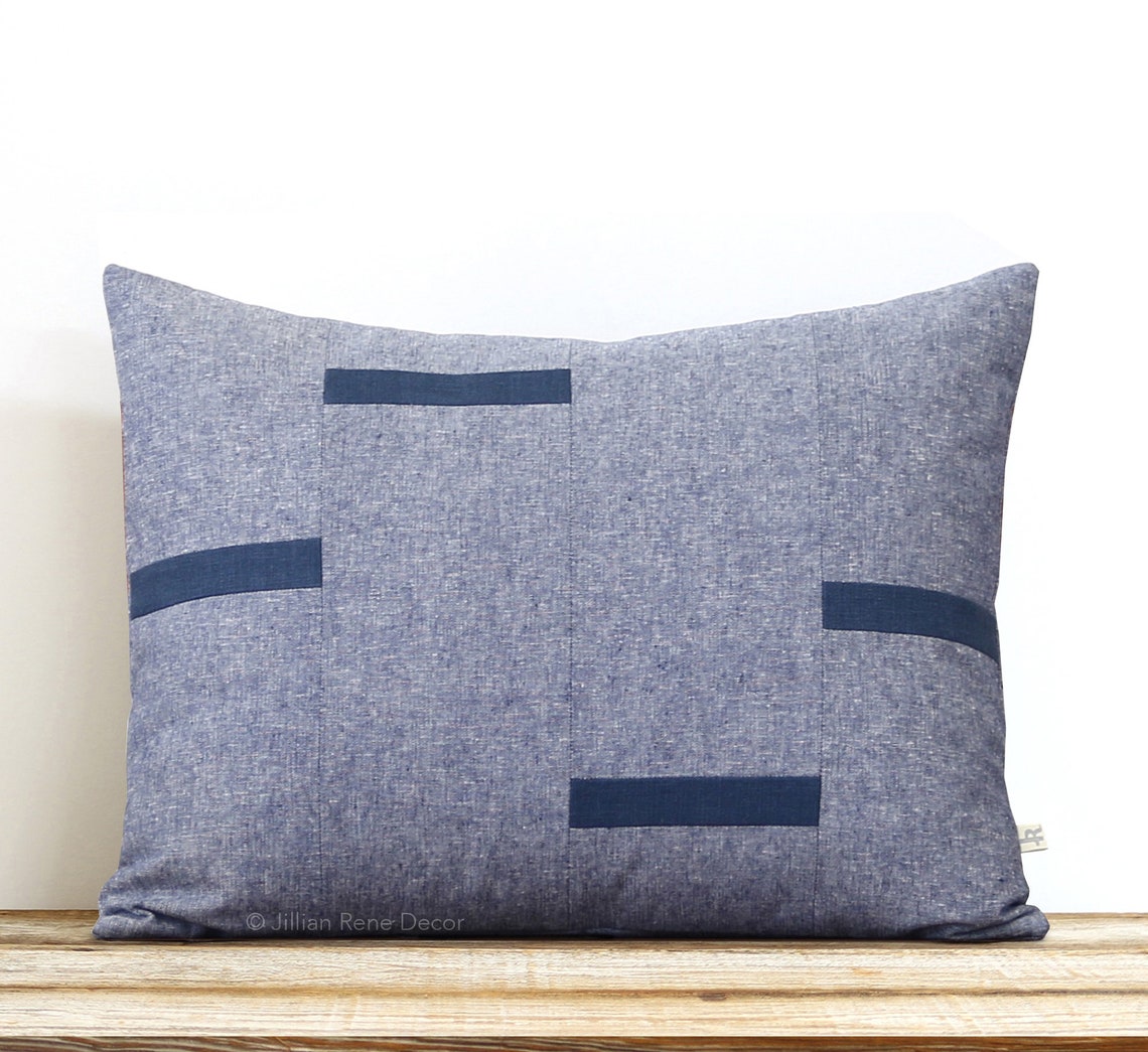 Navy Chambray Dash Pillow Cover NEW Interconnection Pillows Etsy