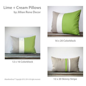 Lime Green and Cream Striped Lumbar Pillow Cover 12x20 Modern Home Decor by JillianReneDecor Spring Decor More Colors image 5