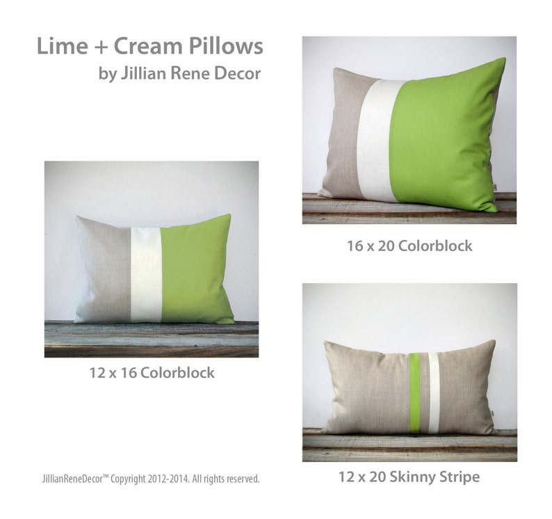 Lime Green and Cream Striped Lumbar Pillow Cover 12x20 Modern Home Decor by JillianReneDecor Spring Decor More Colors image 5