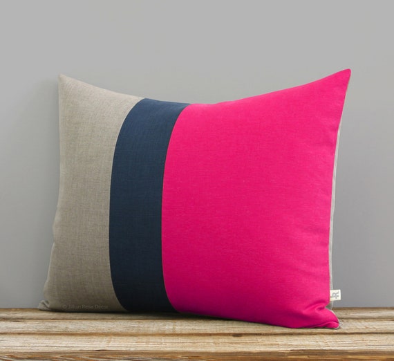 Hot pink and online navy throw pillows
