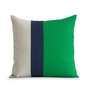 Color Block Stripe Pillow 20x20 Emerald Green Navy and - Etsy