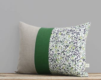 LIMITED EDITION: Liberty Print Pillow Cover, Green Fall Leaves, Nina Taylor Floral Pillow (12x16) by JillianReneDecor, Home Decor, Meadow