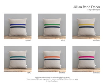 Signature Navy Striped Pillow - 16x16 - Modern Home Decor by JillianReneDecor - Colorful Stripes (More Colors)