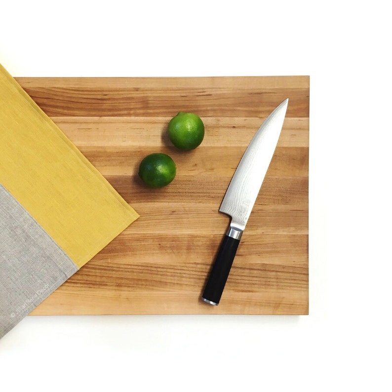 Mod Yellow Linen Tea Towel Hostess Gift, Modern Kitchen Decor by JillianReneDecor, Colorblock, Color Block, Housewarming Gift image 1