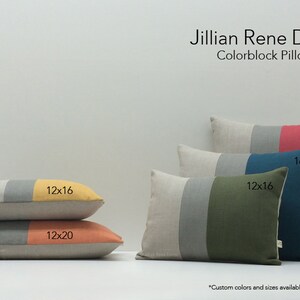 Decorative Pillows, Colorblock Pillow Cover in Lake or Amethyst Linen with Grey Stripe by Jillian Rene Decor Dark Teal Purple FW2015 image 3