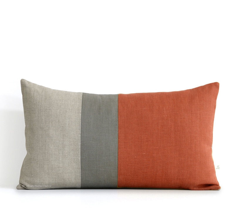 Sienna Lumbar Pillow 12x20 Mod Autumn Colorblock Pillow Covers by JillianReneDecor, Modern Home Decor, Fall Decorative Pillows FW2015 image 1