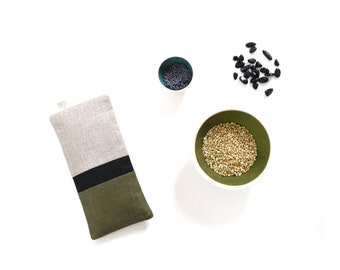 Colorblock Eye Pillow with Organic Lavender and Black Obsidian Crystals, Removable Pouch, Wellness, Self Care