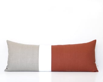 Sienna Colorblock Pillow Cover, Bedding, 14x35 Lumbar Pillow, Decorative Pillows by JillianReneDecor, Extra Long Color Block