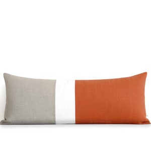 14x35 Burnt Orange Colorblock Pillow Cover, Lumbar Pillow, Bedding, Decorative Pillows by JillianReneDecor, Bolster, Extra Long Color Block image 1
