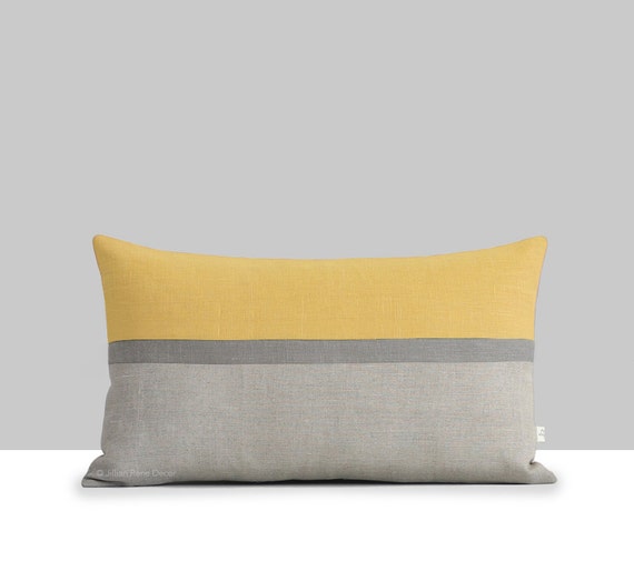 Ochre Linen Horizon Line Pillow Cover Ochre Linen Horizon Line Pillow Cover