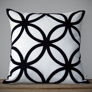 Modern Black and White Geometric PILLOW COVER 20x20 by JillianReneDecor Designer Home Decor Minimal Mid Century Inspired image 1