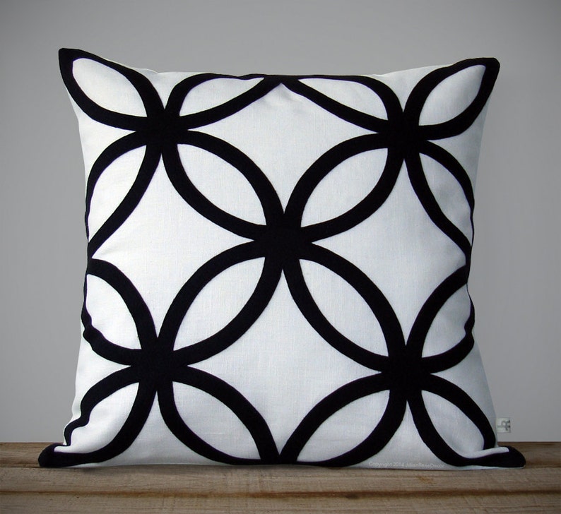 Modern Black and White Geometric PILLOW COVER 20x20 by JillianReneDecor Designer Home Decor Minimal Mid Century Inspired image 1