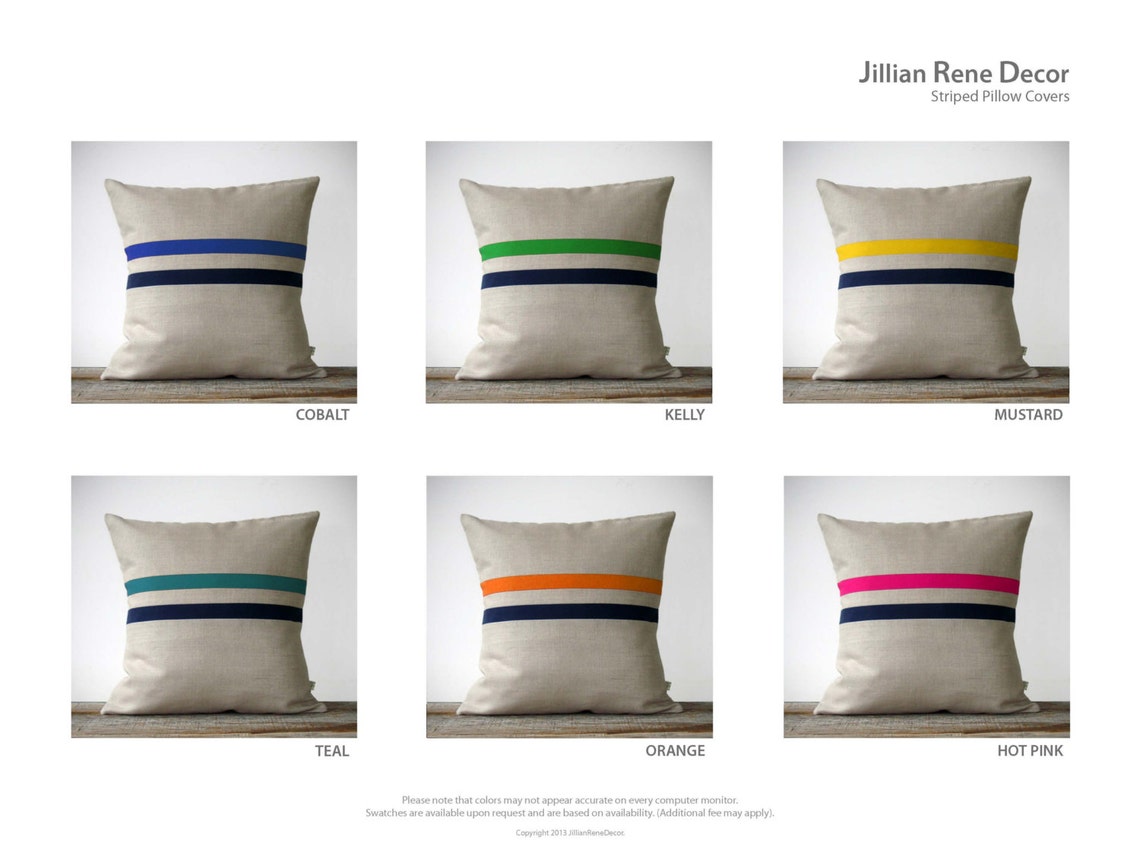 Mustard Yellow and Navy Striped Pillow 16x16 Mid Century Etsy