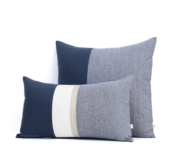 Navy Decorative Accent Throw Pillows for Stripe Collection - Set of 2