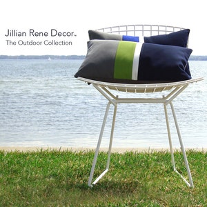 OUTDOOR Colorblock Pillow Cover Custom Colors Modern Decor par JillianReneDecor Gris, Rouge, Blanc et Bleu Patriotique Nautical image 2