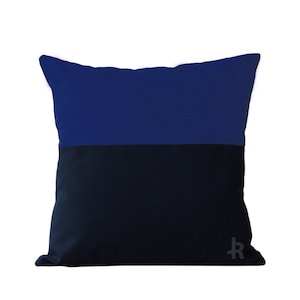 OUTDOOR Colorblock Pillow Cover Cobalt and Navy by JillianReneDecor Modern Home Decor Two Tone Summer Patio Decor Dazzling Blue Dazzling Blue*