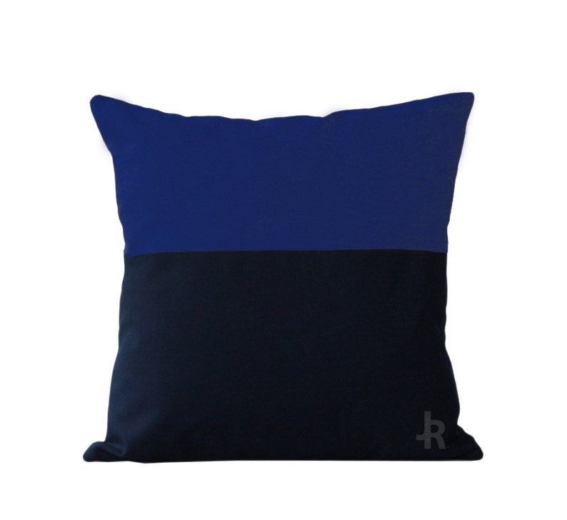 OUTDOOR Colorblock Pillow Cover Cobalt and Navy by JillianReneDecor Modern Home Decor Two Tone Summer Patio Decor Dazzling Blue Dazzling Blue*