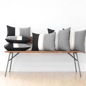 16x20 Metallic Gold Stripe Pillow Cover in Black and Cream - Modern ...