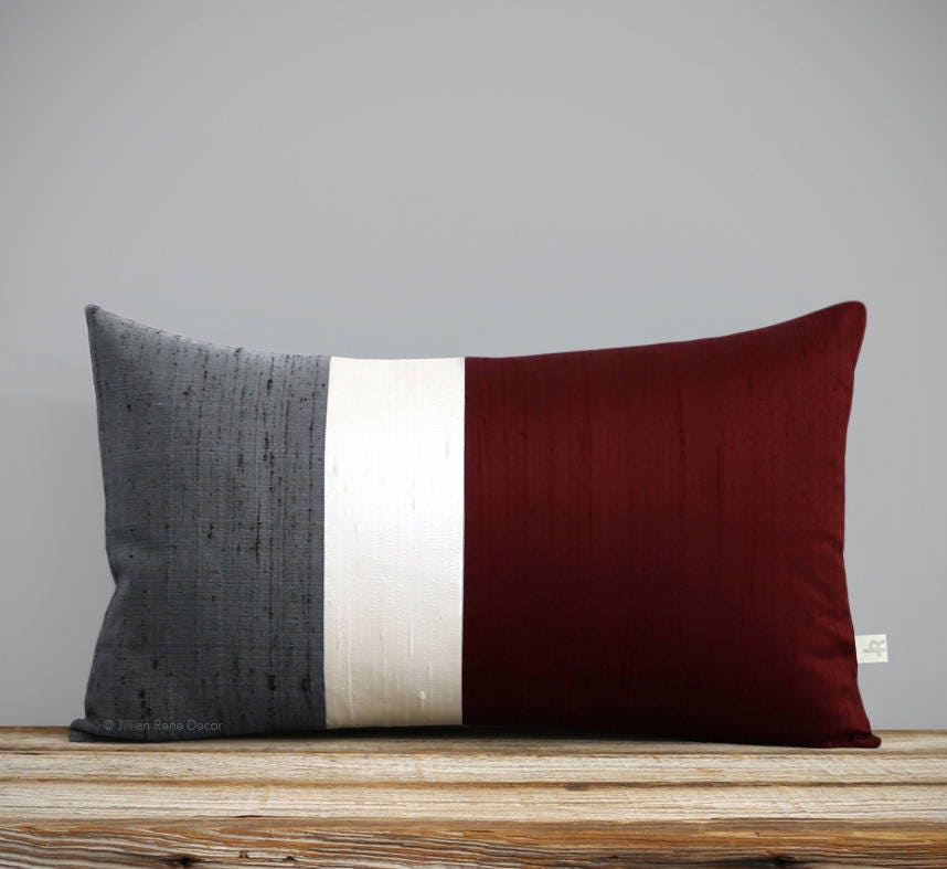 Broyhill Gray & Red Stripe Throw Pillow