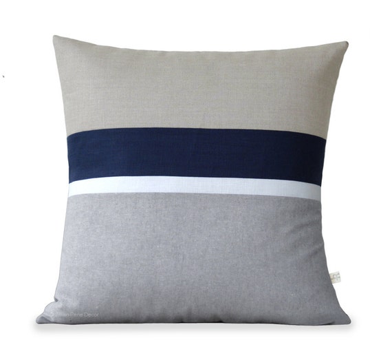 Pillow Cover 20x20 Grey Cream Navy Navy Chambray Pillow Cover Set of 2