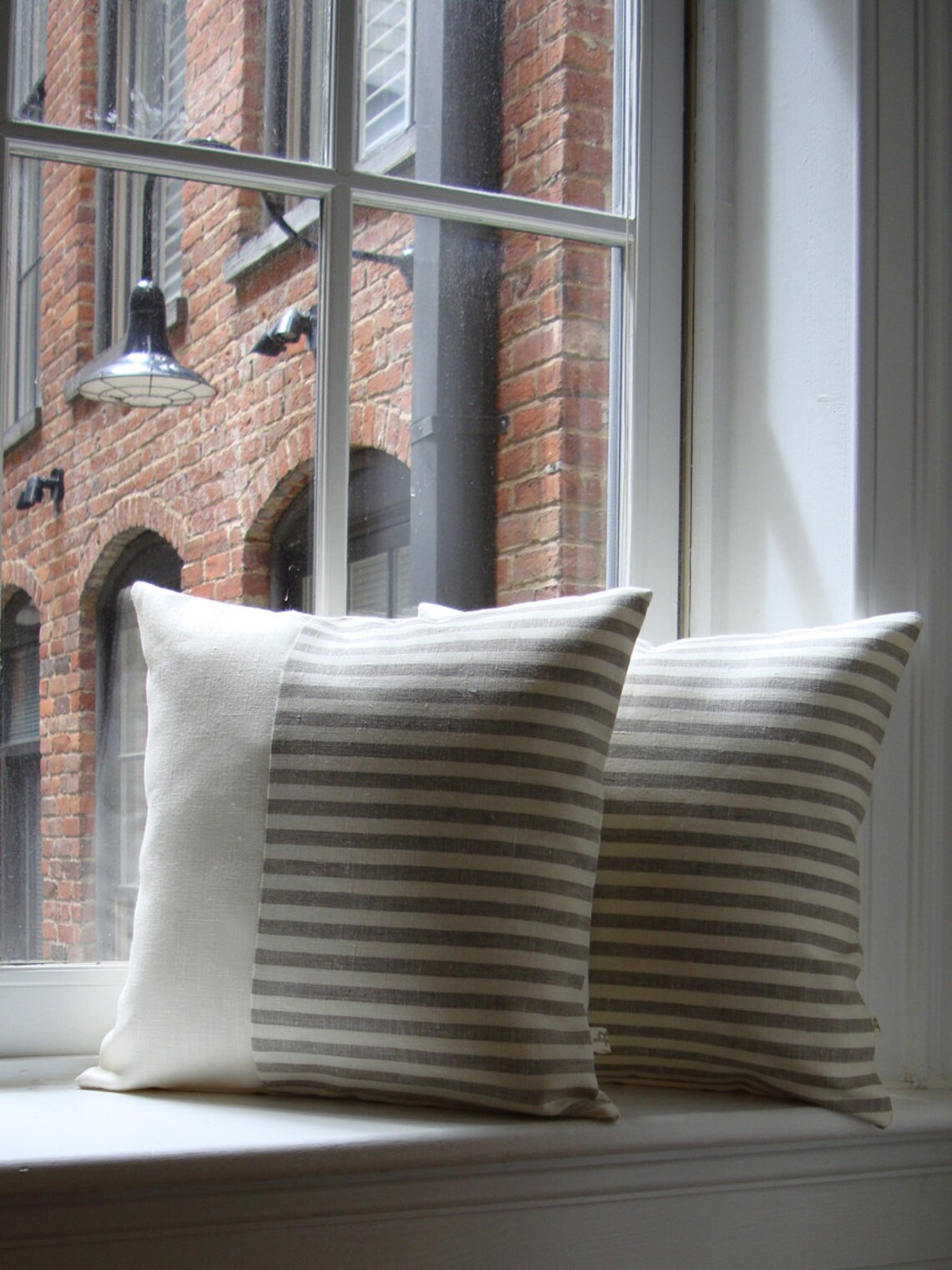 Minimal Striped Linen Pillow Cover Set of 2 Urban Home Decor Etsy
