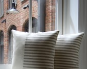 Minimal Striped Linen Pillow Cover Set of 2 | Urban Home Decor by JillianReneDecor | Two Tone | Natural and Ivory | Colorblock Pillow MS01