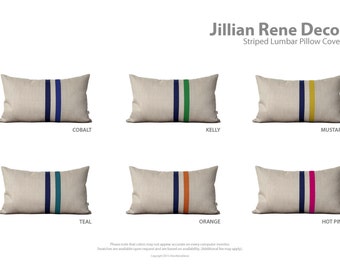 Custom Striped Lumbar Pillow - 12x20 - Modern Home Decor by JillianReneDecor - Colorful Colorblock Stripes (More Colors)