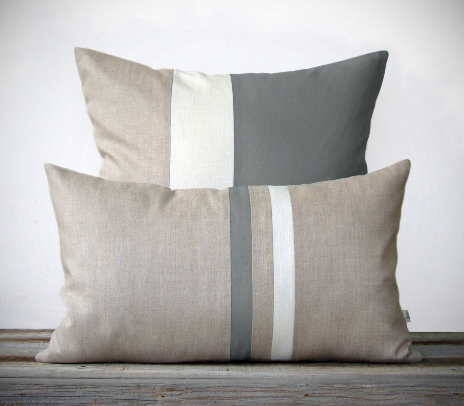 Gray Decorative Pillow Cover Set 12x20 Stripe and 20x20 Etsy