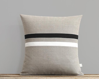 As seen in the Wall Street Journal: Black & Cream Striped Pillow - 16x16 - Modern Home Decor by JillianReneDecor | Black and White