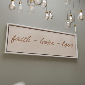 Framed Canvas, Christian Wall Art, Faith Hope Love Decor, Religious Home Decor, Inspirational Quote Print