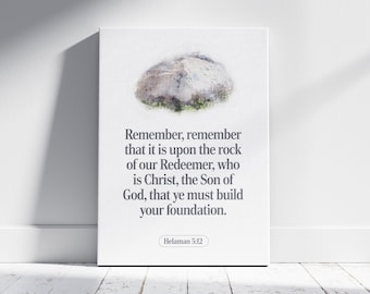LDS Printable Wall Art Book of Mormon Quote Spiritual Watercolor Print Inspirational LDS Art Rock of Christ Home Decor Religious Gift