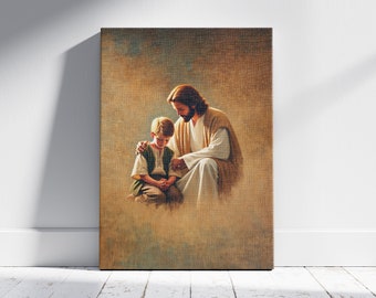 Jesus and Boy Praying, Christian Art, Jesus and Boy, Jesus and Kids, Jesus with Children, Jesus Art, Digital LDS Art, Bible Painting
