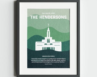Custom LDS Temple Artwork | Personalized Print | Choose Your Temple | Custom Quote & Date | Digital Download | Wedding / Anniversary Gift
