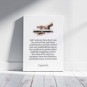 Arte de pared imprimible SUD con barra de hierro, cita inspiradora del Libro de Mormón, acuarela, arte SUD, decoración espiritual para el hogar, regalo religioso, impresión de las Escrituras