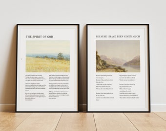 LDS Hymns Wall Art Prints Spirit of God Because I Have Been Given Much Digital Download Christian LDS Song Lyrics Inspirational Home Decor