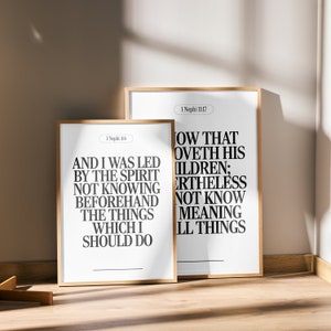 Set van 2 neutrale LDS Wall Art Print inspirerende boek van Mormon vers poster cadeau religieuze minimalistische schriftkunst direct downloaden