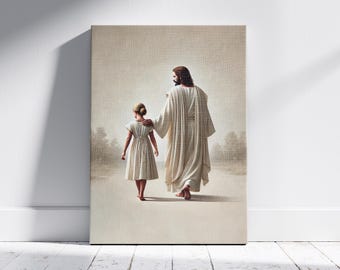LDS Baptism Gift for Girl Jesus portrait with a Girl Portrait Baptism I am a Child of God LDS Baptism Print Jesus with Girl Come Follow Me