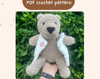 かぎ針編みのフード付きクマのぬいぐるみパターン - Etsy 日本