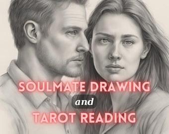 Dibujo detallado de almas gemelas y lectura del tarot