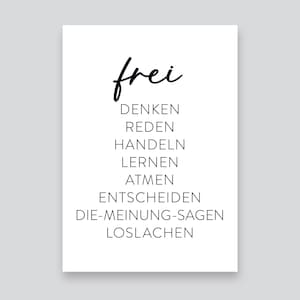 Pensez librement... // carte postale / carte de dicton / noir et blanc / minimaliste