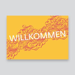 WILLKOMMEN // Postkarte / farbig / mit Ornament / minimalistisch