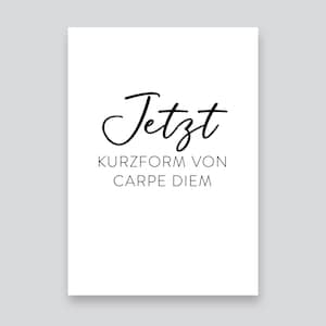 Maintenant – Carpe Diem // carte postale / carte de dicton / noir et blanc / minimaliste