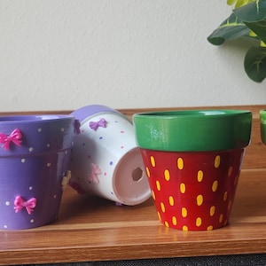 3インチのミステリーハンドペイントテラコッタ植木鉢：3インチの気まぐれなデザイン