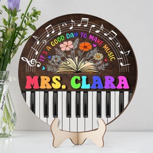 Personalized Music Teacher Door Sign, Personalized Name Wooden Sign Music, Music Education Sign, Piano Teacher Gift, Music Name Sign Hanger
