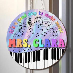 Customized Music Teacher Door Sign, Personalized Name Wooden Sign Music, Music Education Sign, Piano Teacher Gifts, Music Name Sign Hanger